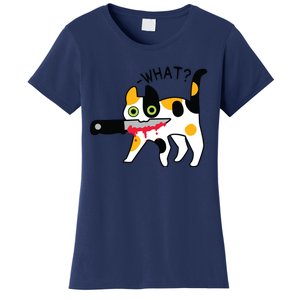 Cat What Murderous Calico Cat With Knife Halloween Costume Women's T-Shirt