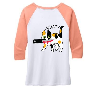 Cat What Murderous Calico Cat With Knife Halloween Costume Women's Tri-Blend 3/4-Sleeve Raglan Shirt