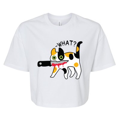 Cat What Murderous Calico Cat With Knife Halloween Costume Bella+Canvas Jersey Crop Tee