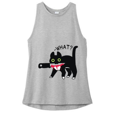 Cat What Murderous Tuxedo Cat With Knife Halloween Costume Ladies PosiCharge Tri-Blend Wicking Tank