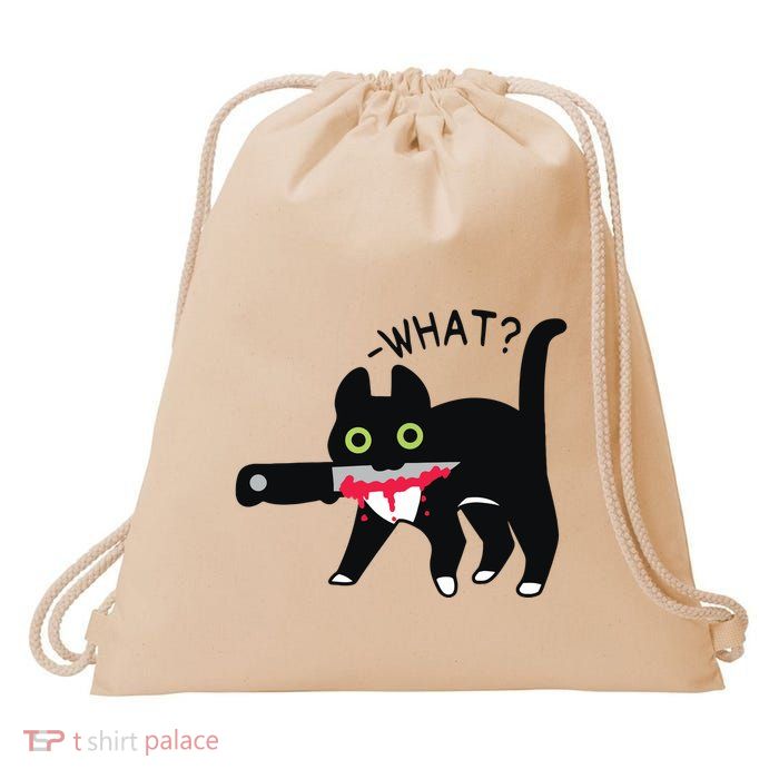 Cat What Murderous Tuxedo Cat With Knife Halloween Costume Drawstring Bag