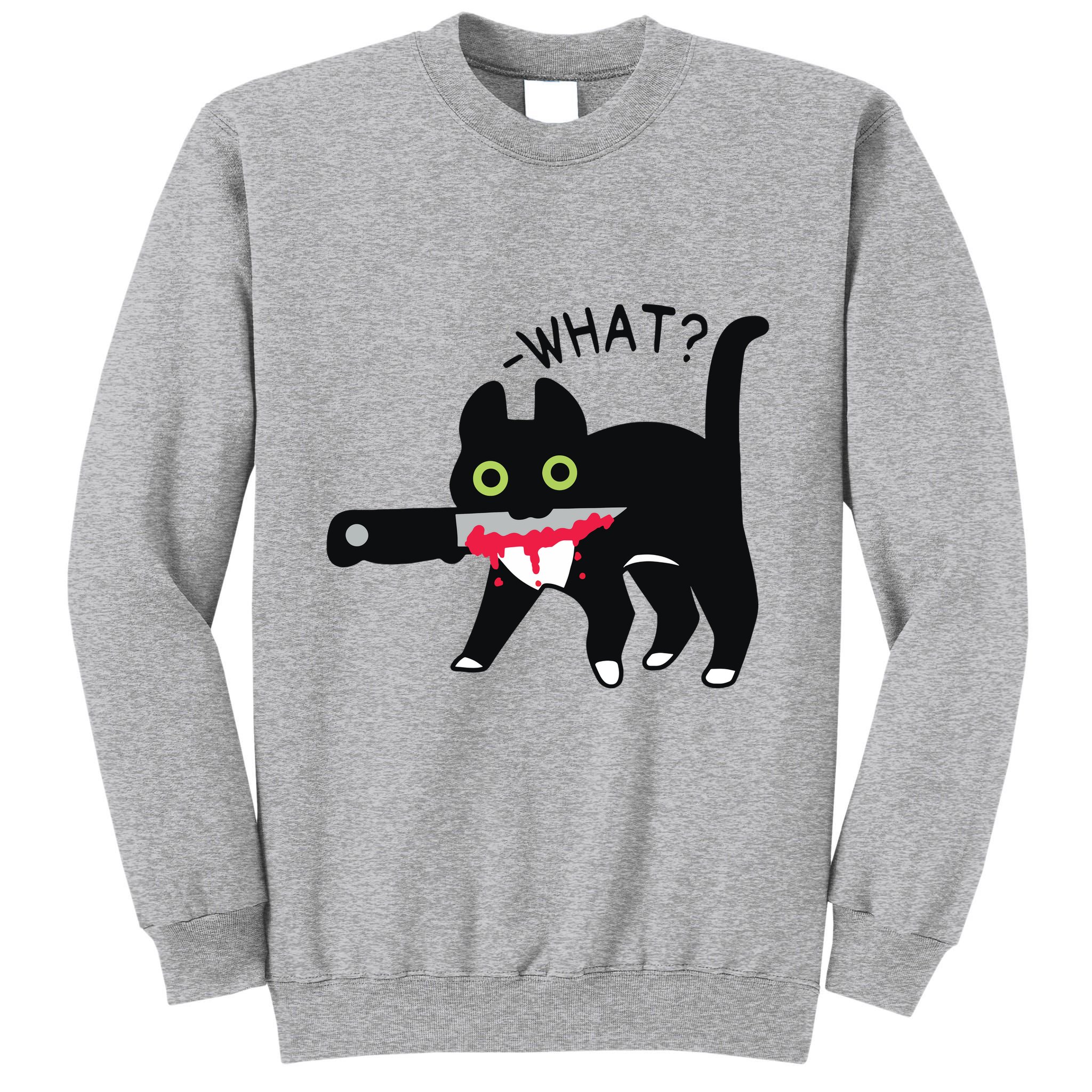 Cat What Murderous Tuxedo Cat With Knife Halloween Costume Tall Sweatshirt