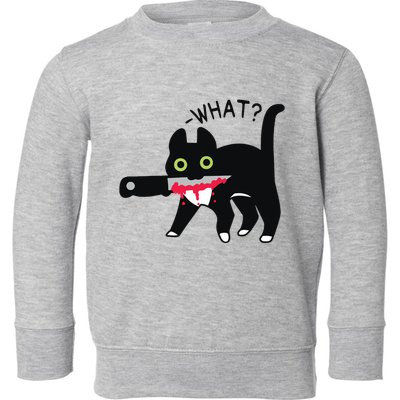 Cat What Murderous Tuxedo Cat With Knife Halloween Costume Toddler Sweatshirt