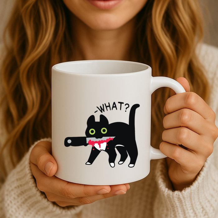 Cat What Murderous Tuxedo Cat With Knife Halloween Costume Mug