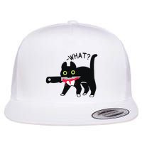 Cat What Murderous Tuxedo Cat With Knife Halloween Costume Flat Bill Trucker Hat