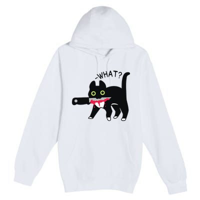 Cat What Murderous Tuxedo Cat With Knife Halloween Costume Premium Pullover Hoodie