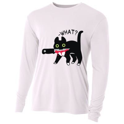Cat What Murderous Tuxedo Cat With Knife Halloween Costume Cooling Performance Long Sleeve Crew