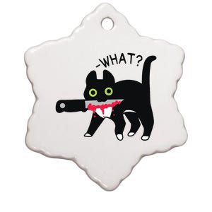 Cat What Murderous Tuxedo Cat With Knife Halloween Costume Ceramic Star Ornament