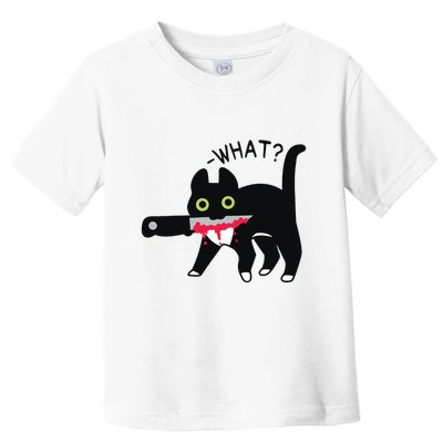 Cat What Murderous Tuxedo Cat With Knife Halloween Costume Toddler T-Shirt