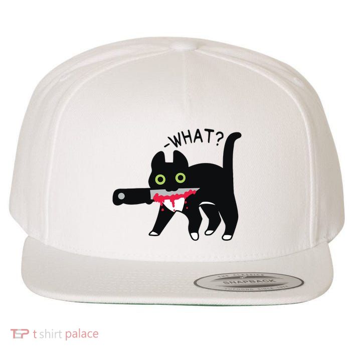 Cat What Murderous Tuxedo Cat With Knife Halloween Costume Wool Snapback Cap
