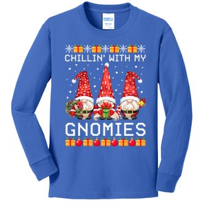 Chillin With My Gnomies Ugly Christmas Sweater Santa Gnomes Cute Gift Kids Long Sleeve Shirt