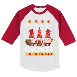 Chillin With My Gnomies Ugly Christmas Sweater Santa Gnomes Cute Gift Kids Colorblock Raglan Jersey