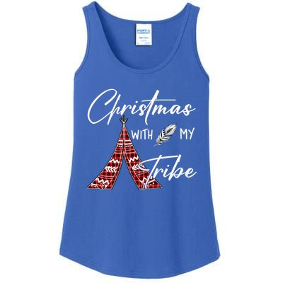 Christmas With My Tribe Red Plaid Family Matching Outfit Gift Ladies Essential Tank