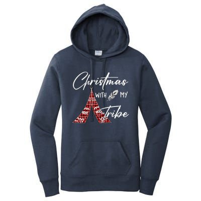 Christmas With My Tribe Red Plaid Family Matching Outfit Gift Women's Pullover Hoodie