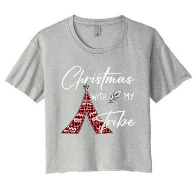 Christmas With My Tribe Red Plaid Family Matching Outfit Gift Women's Crop Top Tee