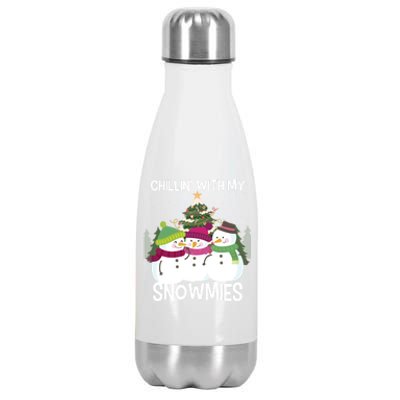 Chillin' With My Snowmies Xmas Snow Gift Stainless Steel Insulated Water Bottle