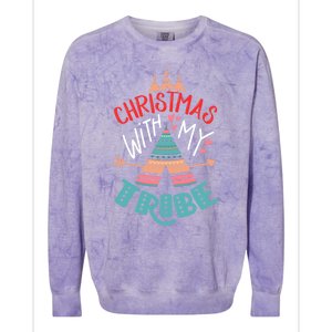 Christmas With My Tribe Red Plaid Family Matching Outfit Gift Colorblast Crewneck Sweatshirt