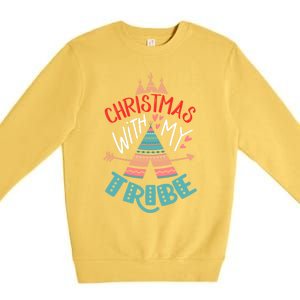 Christmas With My Tribe Red Plaid Family Matching Outfit Gift Premium Crewneck Sweatshirt