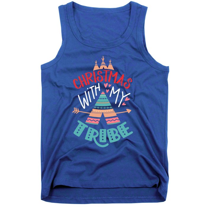 Christmas With My Tribe Red Plaid Family Matching Outfit Gift Tank Top