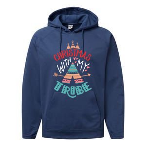 Christmas With My Tribe Red Plaid Family Matching Outfit Gift Performance Fleece Hoodie