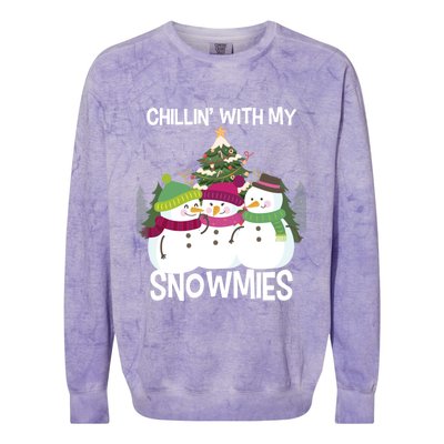 Chillin' With My Snowmies Xmas Snow Gift Colorblast Crewneck Sweatshirt