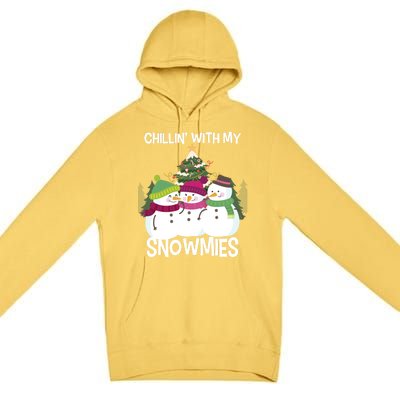 Chillin' With My Snowmies Xmas Snow Gift Premium Pullover Hoodie