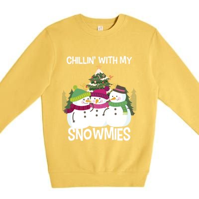 Chillin' With My Snowmies Xmas Snow Gift Premium Crewneck Sweatshirt