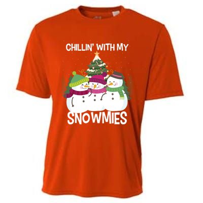 Chillin' With My Snowmies Xmas Snow Gift Cooling Performance Crew T-Shirt