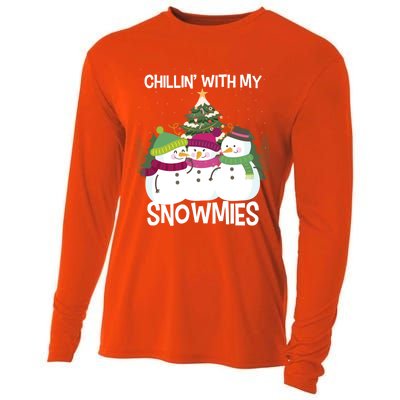 Chillin' With My Snowmies Xmas Snow Gift Cooling Performance Long Sleeve Crew