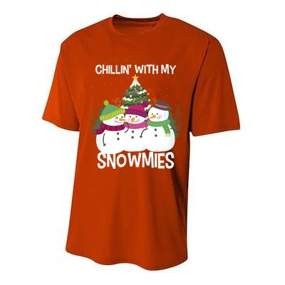 Chillin' With My Snowmies Xmas Snow Gift Performance Sprint T-Shirt