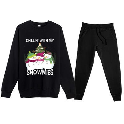 Chillin' With My Snowmies Xmas Snow Gift Premium Crewneck Sweatsuit Set