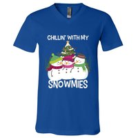 Chillin' With My Snowmies Xmas Snow Gift V-Neck T-Shirt