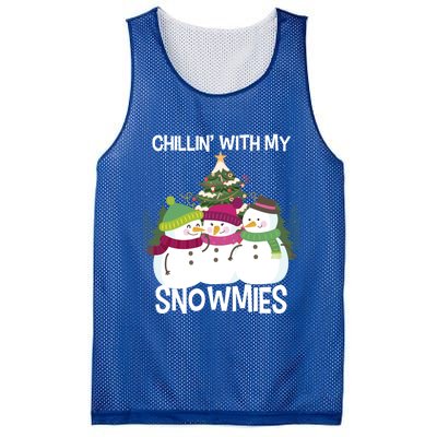 Chillin' With My Snowmies Xmas Snow Gift Mesh Reversible Basketball Jersey Tank