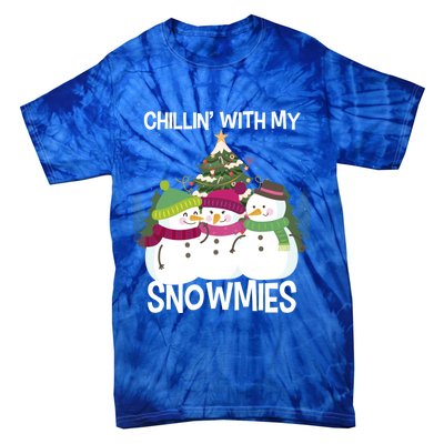 Chillin' With My Snowmies Xmas Snow Gift Tie-Dye T-Shirt