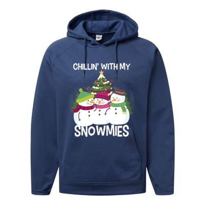 Chillin' With My Snowmies Xmas Snow Gift Performance Fleece Hoodie