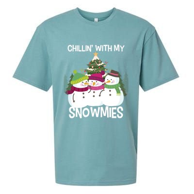 Chillin' With My Snowmies Xmas Snow Gift Sueded Cloud Jersey T-Shirt