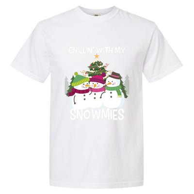 Chillin' With My Snowmies Xmas Snow Gift Garment-Dyed Heavyweight T-Shirt