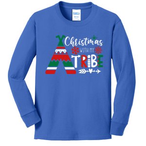 Christmas With My Tribe Red Plaid Family Matching Outfit Gift Kids Long Sleeve Shirt