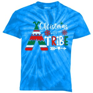 Christmas With My Tribe Red Plaid Family Matching Outfit Gift Kids Tie-Dye T-Shirt