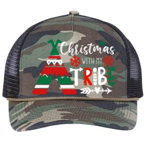 Christmas With My Tribe Red Plaid Family Matching Outfit Gift Retro Rope Trucker Hat Cap