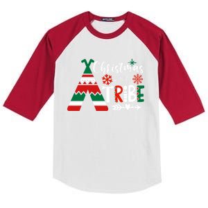 Christmas With My Tribe Red Plaid Family Matching Outfit Gift Kids Colorblock Raglan Jersey