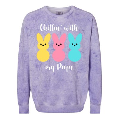 Chillin With My Peeps Easter Bunny Funny Cute Colorblast Crewneck Sweatshirt