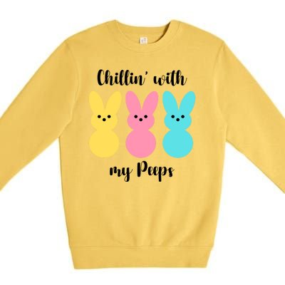 Chillin With My Peeps Easter Bunny Funny Cute Premium Crewneck Sweatshirt