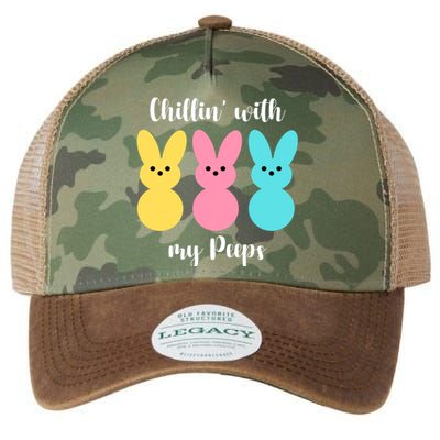 Chillin With My Peeps Easter Bunny Funny Cute Legacy Tie Dye Trucker Hat