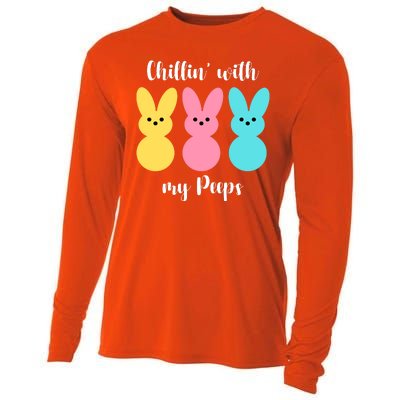 Chillin With My Peeps Easter Bunny Funny Cute Cooling Performance Long Sleeve Crew