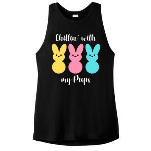 Chillin With My Peeps Easter Bunny Funny Cute Ladies PosiCharge Tri-Blend Wicking Tank