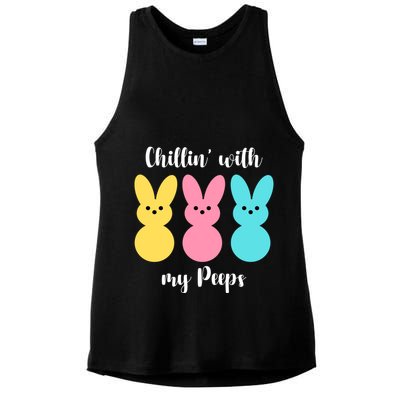 Chillin With My Peeps Easter Bunny Funny Cute Ladies PosiCharge Tri-Blend Wicking Tank