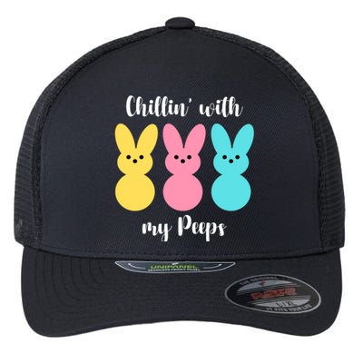 Chillin With My Peeps Easter Bunny Funny Cute Flexfit Unipanel Trucker Cap