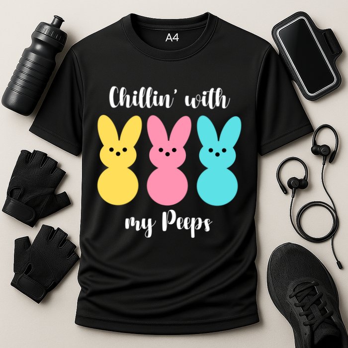 Chillin With My Peeps Easter Bunny Funny Cute Cooling Performance Crew T-Shirt
