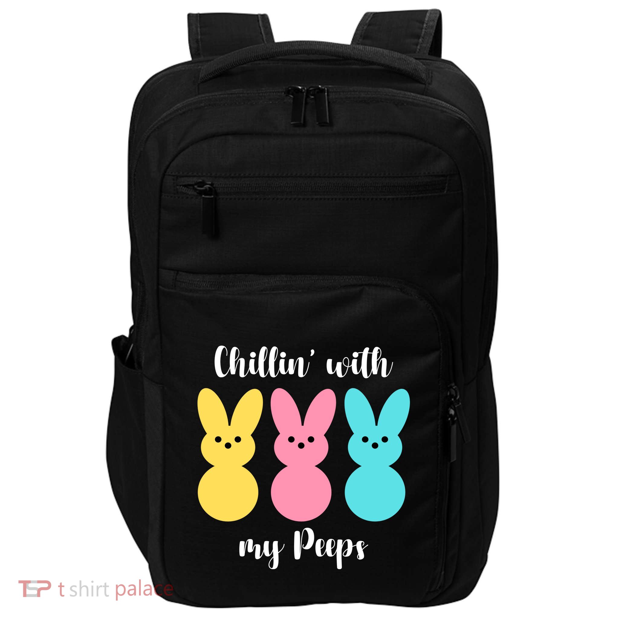 Chillin With My Peeps Easter Bunny Funny Cute Impact Tech Backpack